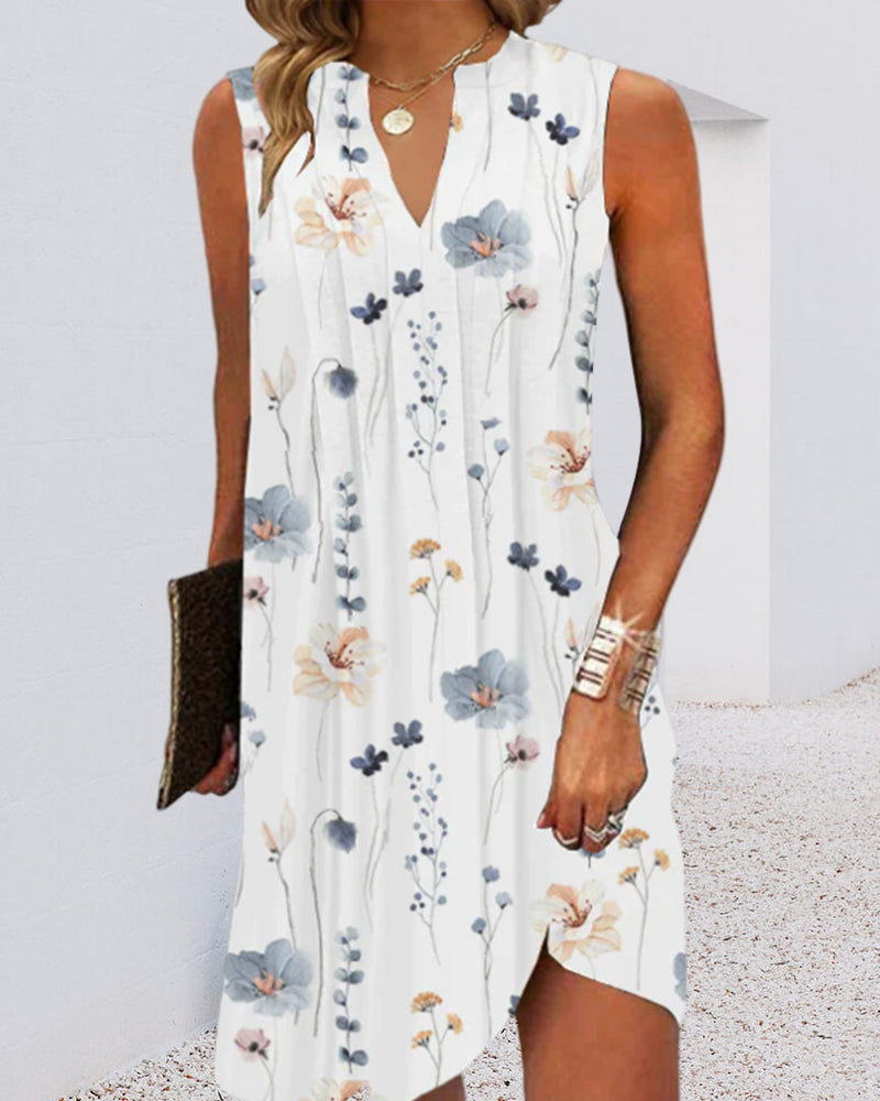 V-neck Floral Print Dress – iktops