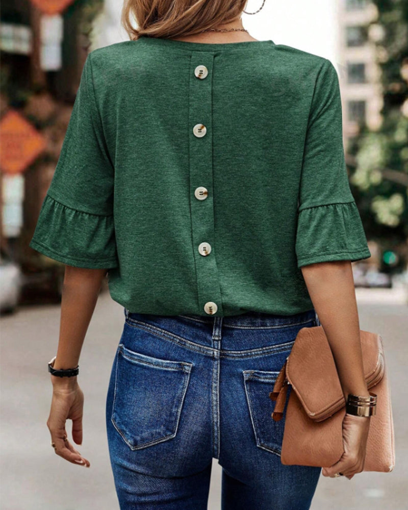 Solid color button back elegant top