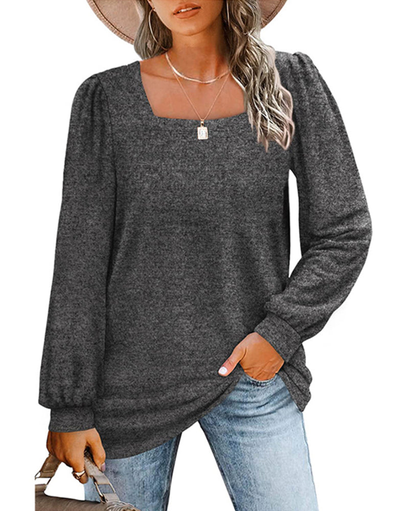 Square Neck Long Sleeve Top – iktops