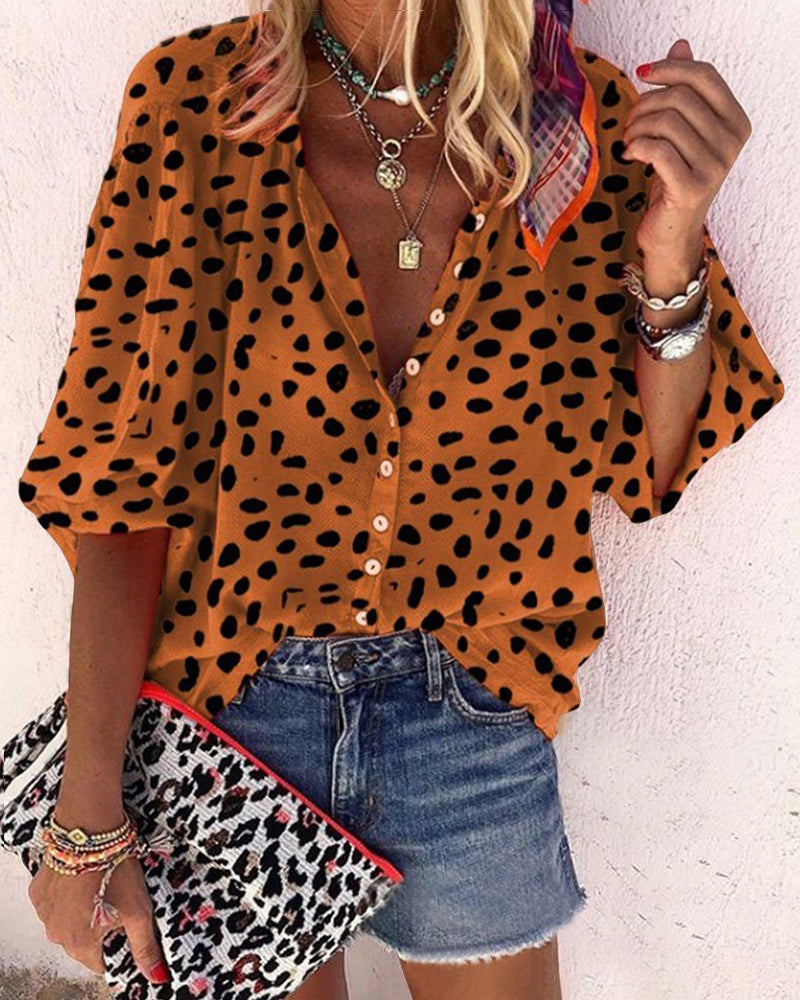 Leopard-print casual stand-collar shirt – iktops